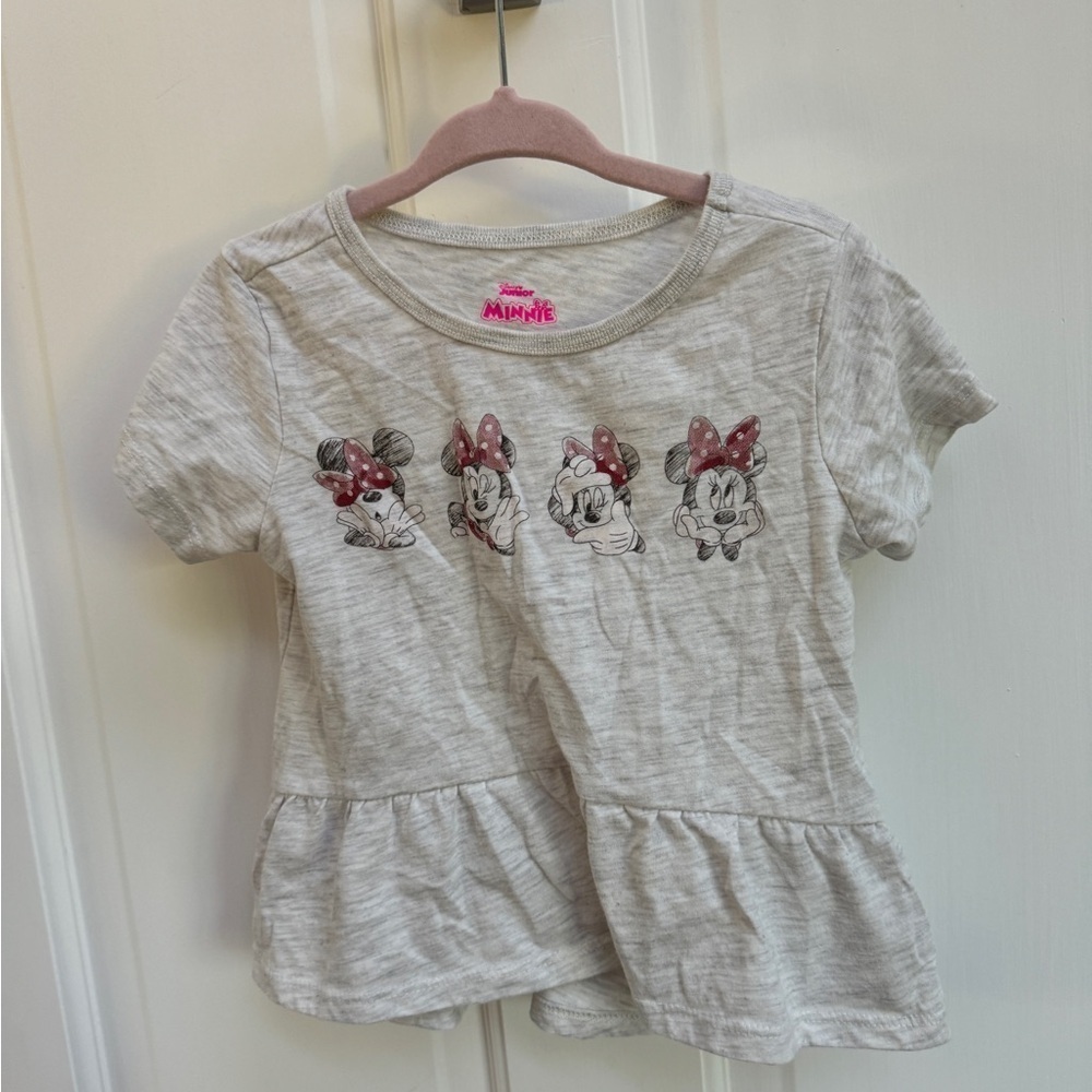 Disney Junior Minnie 2T Gray & Red Short Sleeve Top Blouse